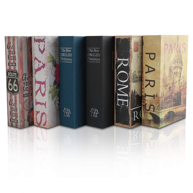 KYODOLED صندوق أمان كتاب KYODOLED مع قفل مفتاح، صندوق أمان سري بتصميم قاموس، صندوق قفل مخفي للأموال، 9.5" × 6.1" × 2.2" باريس كبير - Image 5